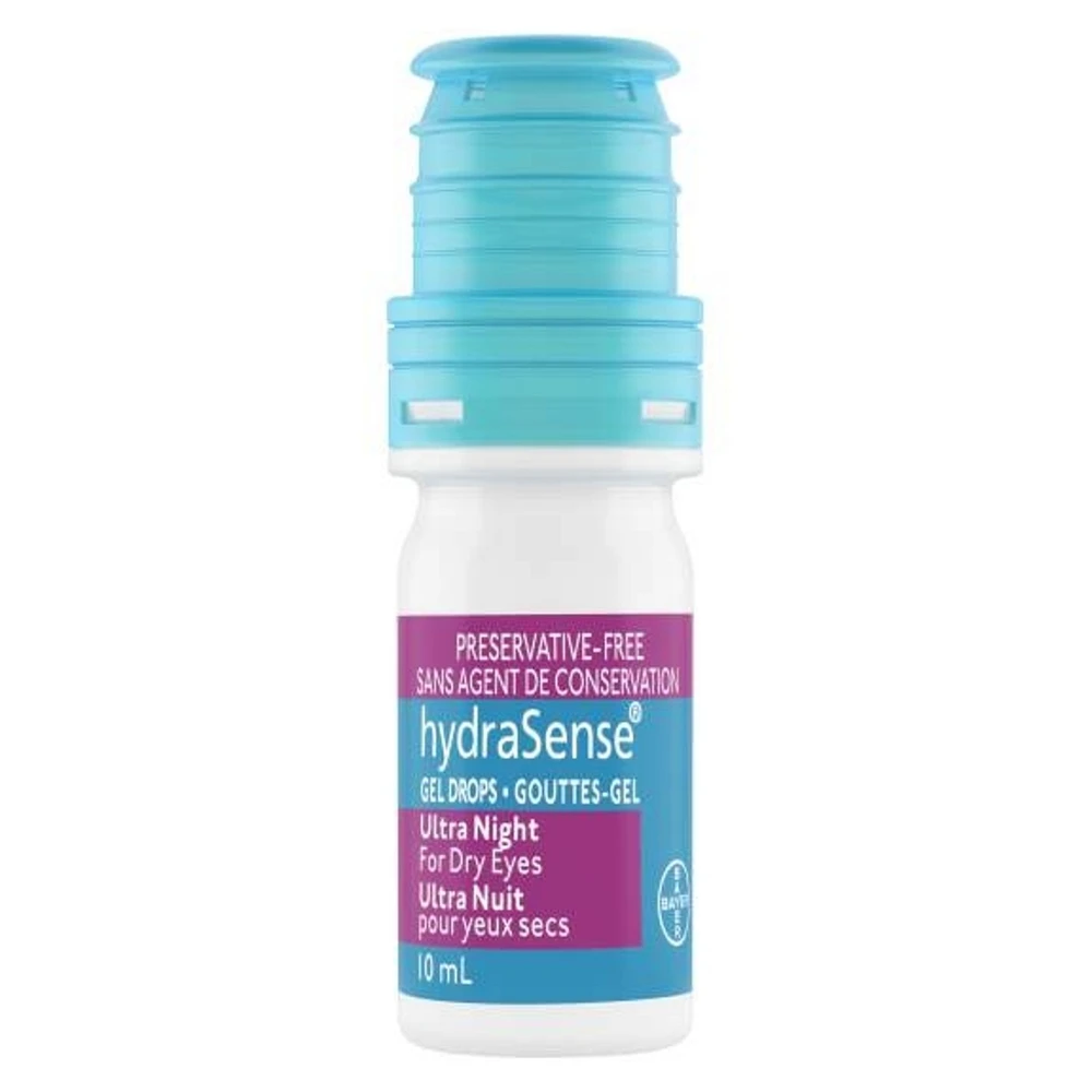hydraSense Night Therapy Eye Drops, For Dry Eyes, Fast and Long-Lasting Relief, Preservative Free, Naturally Sourced Lubricant, 10 mL