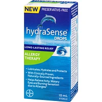 hydraSense Eye Drops, Allergy Relief, Preservative Free, Naturally Sourced, Long-Lasting Relief, 10 mL
