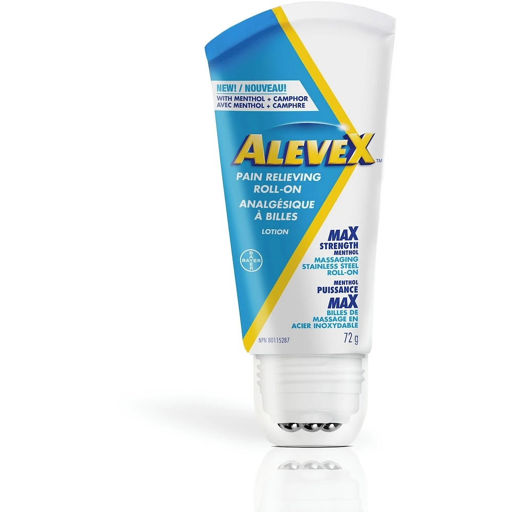 AleveX Topical Pain Relief Lotion - For Muscle And Joint Pain, Back Pain, And Arthritis Pain Relief, Contains Maximum Strength Cooling Menthol with Camphor, With Massaging Rollerball Applicator