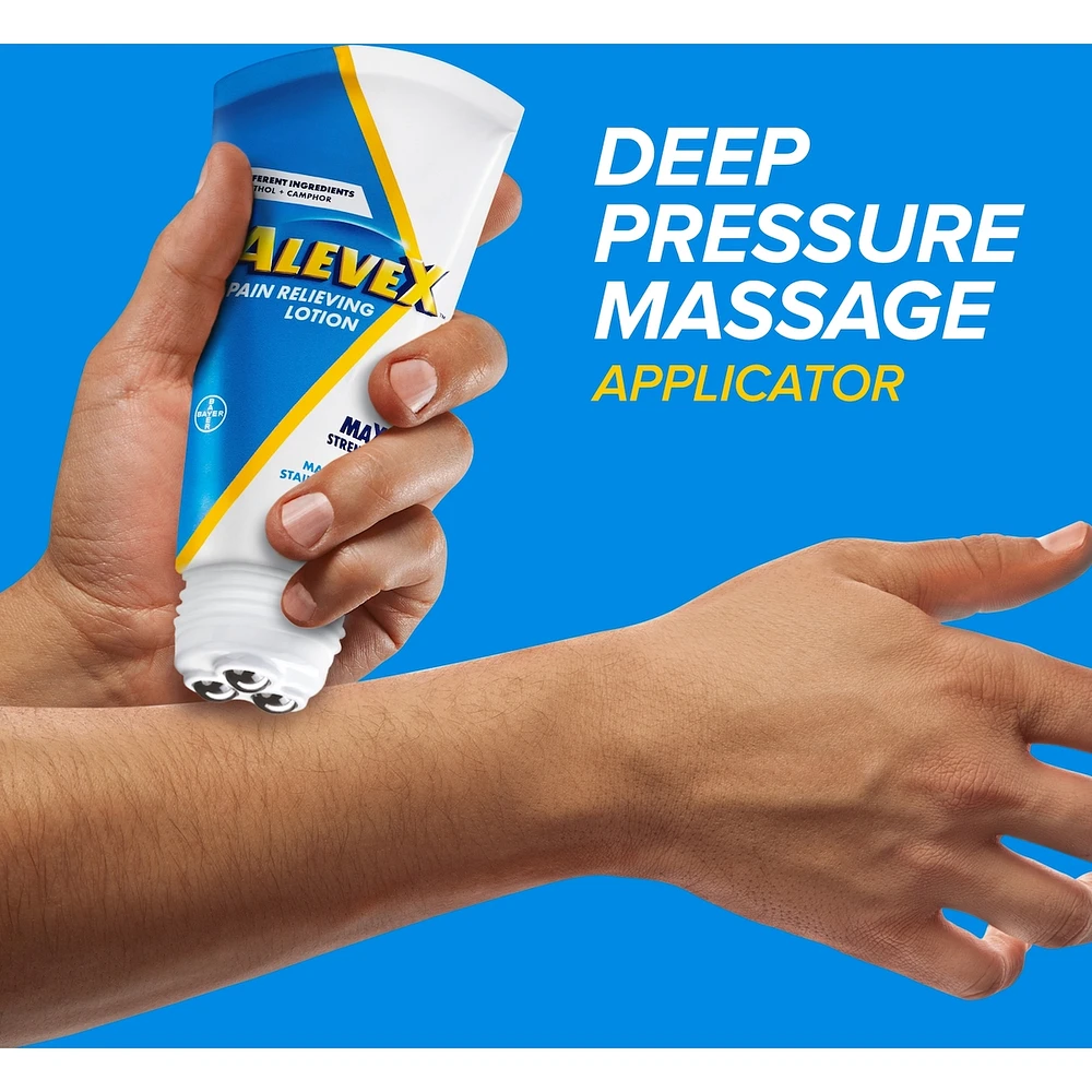 AleveX Topical Pain Relief Lotion - For Muscle And Joint Pain, Back Pain, And Arthritis Pain Relief, Contains Maximum Strength Cooling Menthol with Camphor, With Massaging Rollerball Applicator