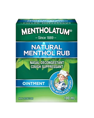 Natural Menthol Rub Ointment, Vapourizing Rub, Cough Suppressant & Nasal Decongestant