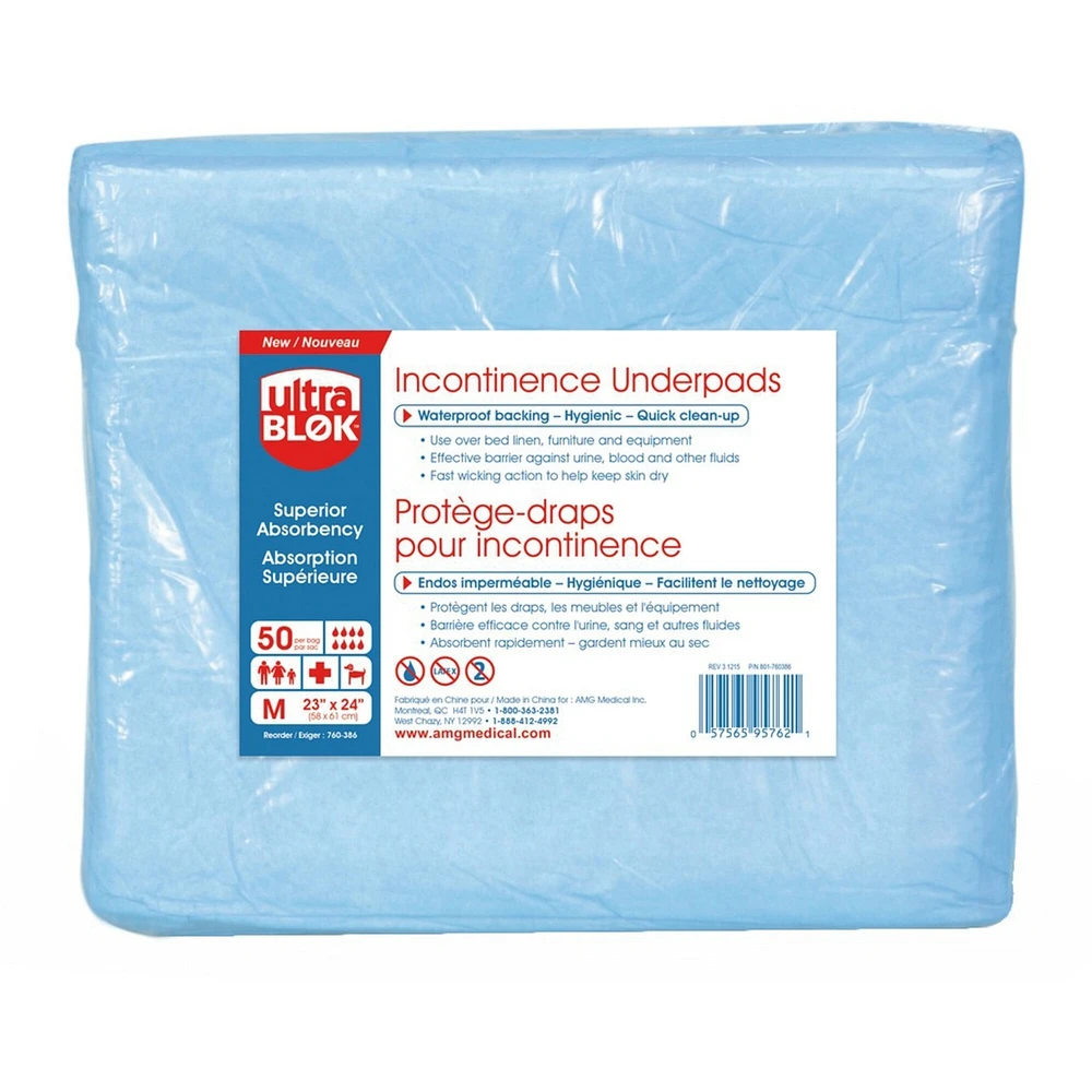 Absorbent Disposable Underpads, Medium (23"x24")