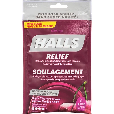 Halls Relief Mentho-Lyptus Black Cherry Flavour, 25 Cough Drops