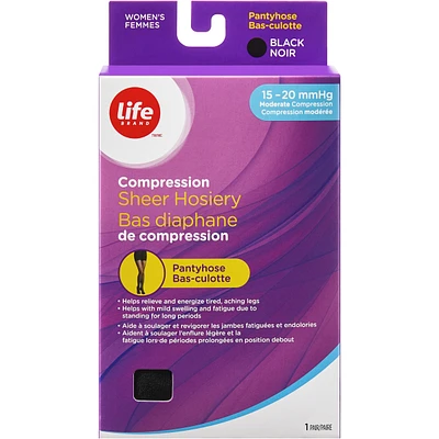 LB Sheer Hosiery Pantyhose Black -20 Compression