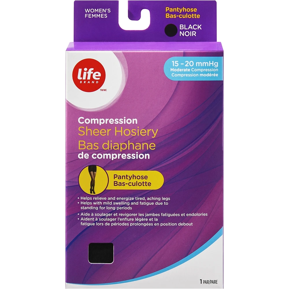 LB Sheer Hosiery Pantyhose Black -20 Compression