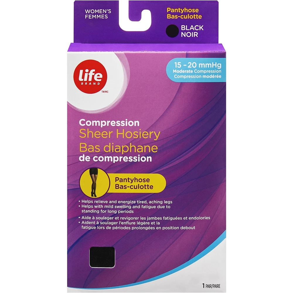 LB Sheer Hosiery Pantyhose Black -20 Compression