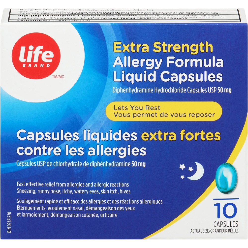 Capsules liquides extra fortes contre les allergies