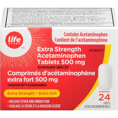 Comprimés d’acétaminophène extra fort 500 mg