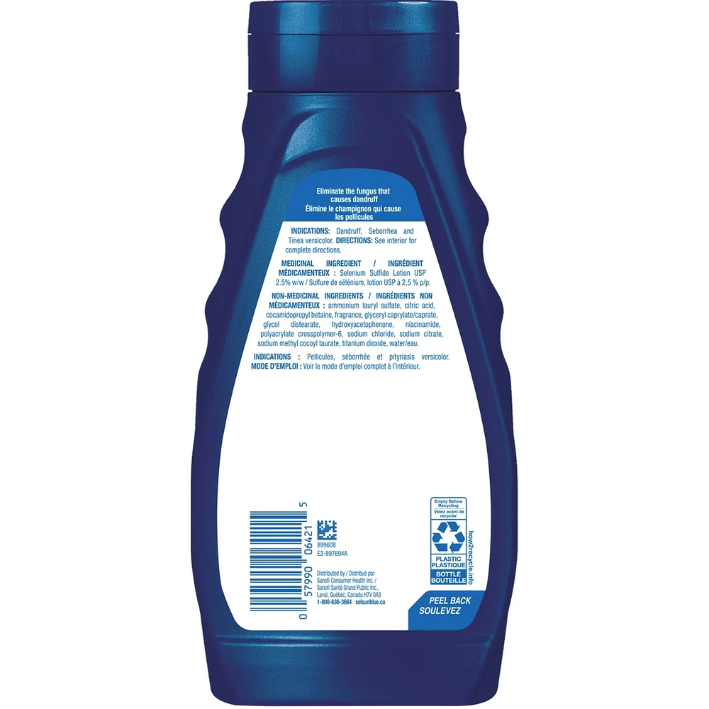 Selsun Anti-Dandruff Shampoo, 250mL, Dandruff Treatment with 2.5% Extra Strength Selenium Sulfide and Pro-Vitamin B5