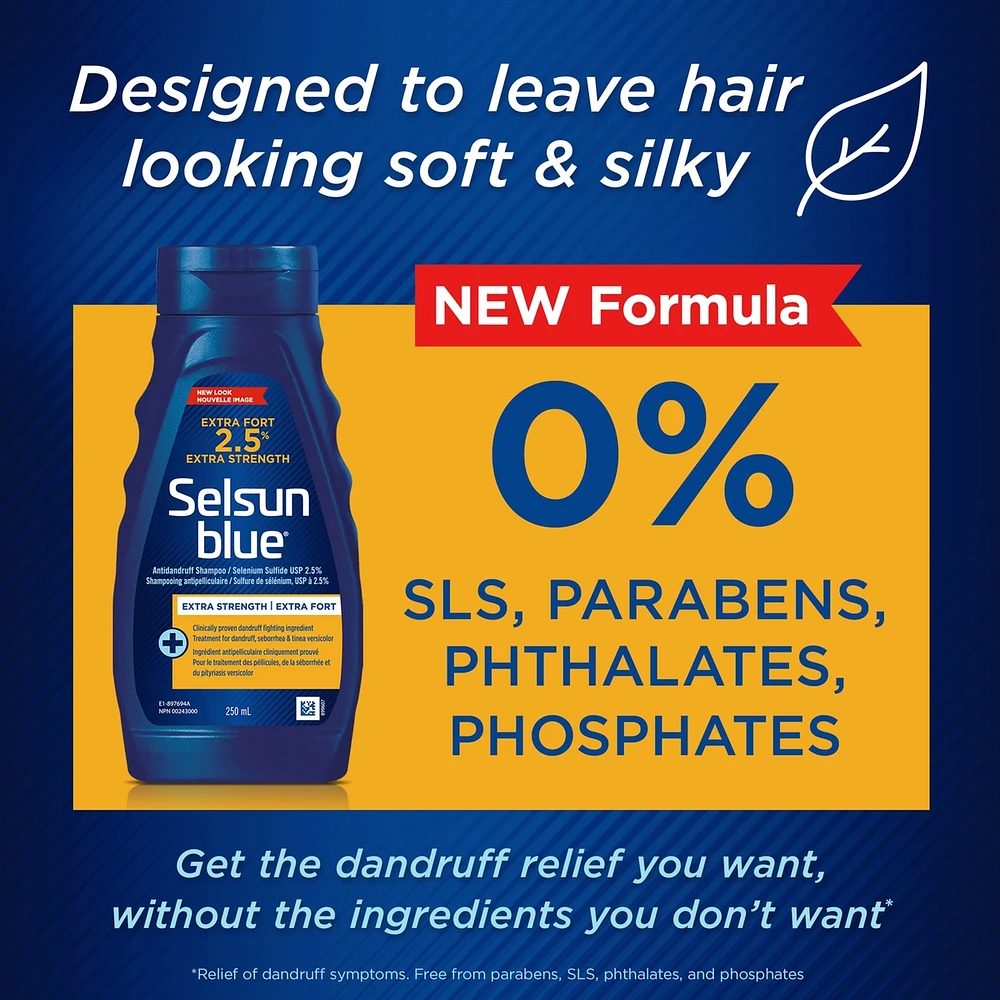 Selsun Anti-Dandruff Shampoo, 250mL, Dandruff Treatment with 2.5% Extra Strength Selenium Sulfide and Pro-Vitamin B5
