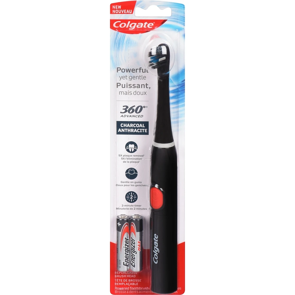 Colgate 360 brosse à dents à pile au charbon avancée