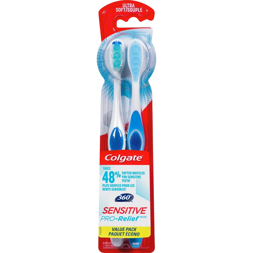 Paquet écono de 2 brosses à dents ultra souples Colgate 360 Sensitive Pro-Relief