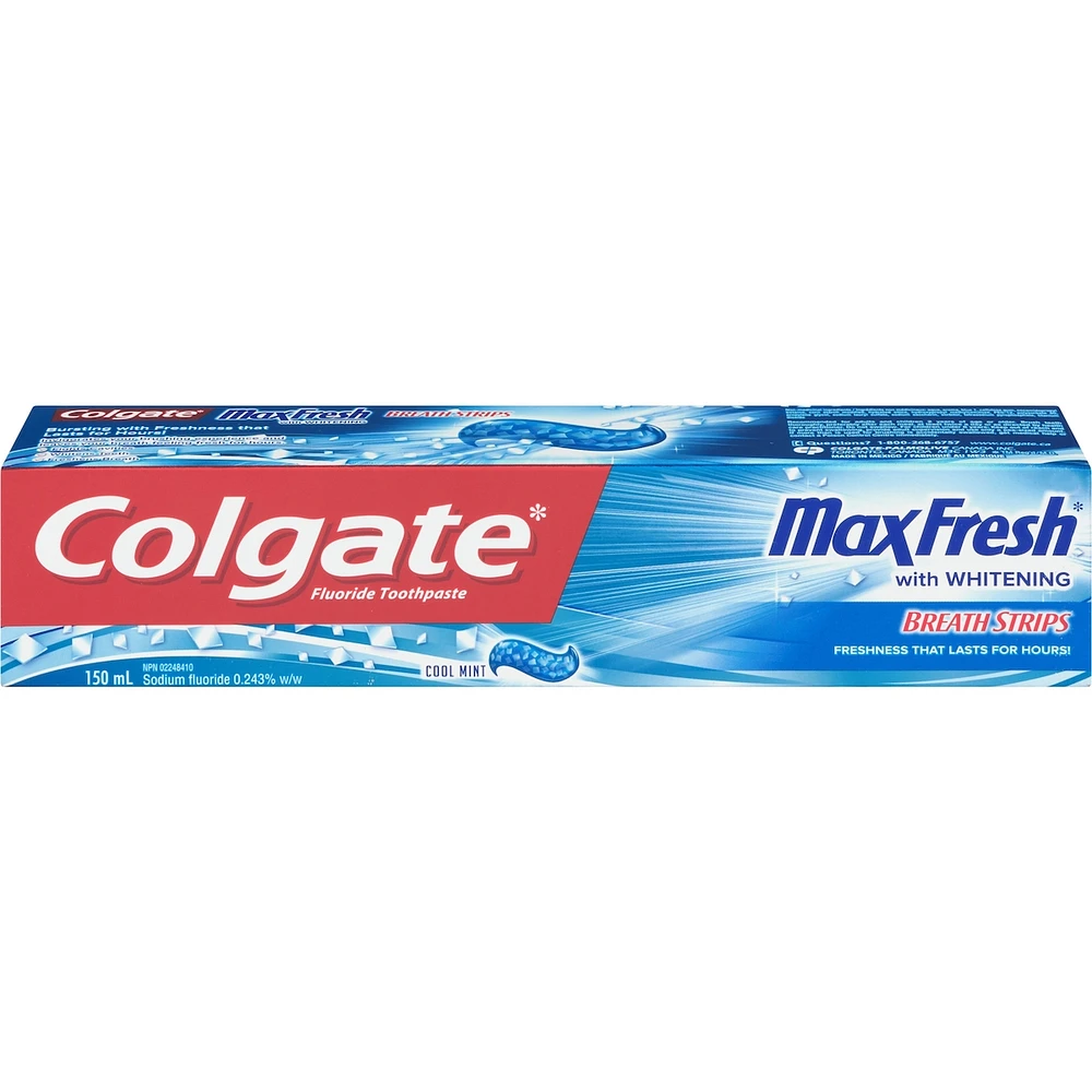 Colgate Max Fresh Toothpaste with Mini Breath Strips, Cool Mint 150 mL