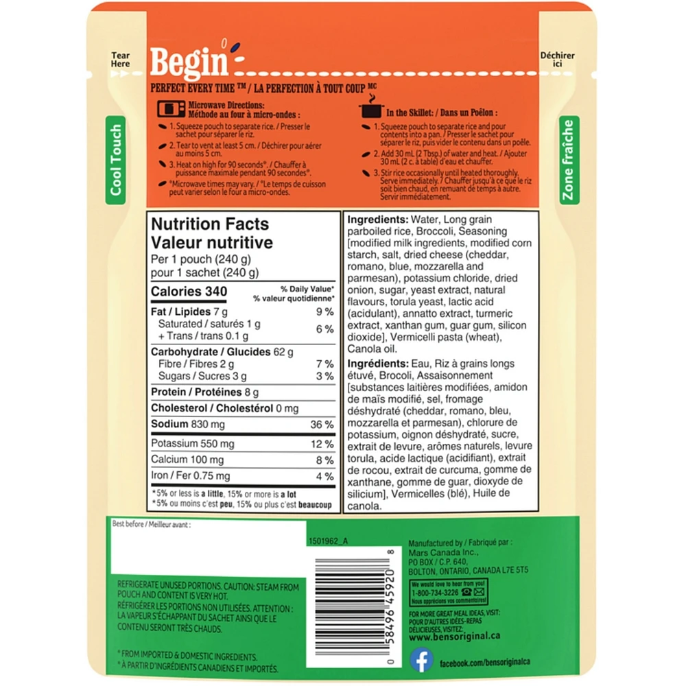 Rice Side Dish Broccoli & Cheddar Cheese Flavour