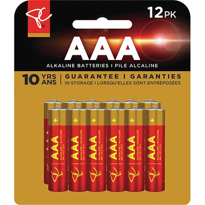 Long Life Alkaline AAA Batteries 12-Pack