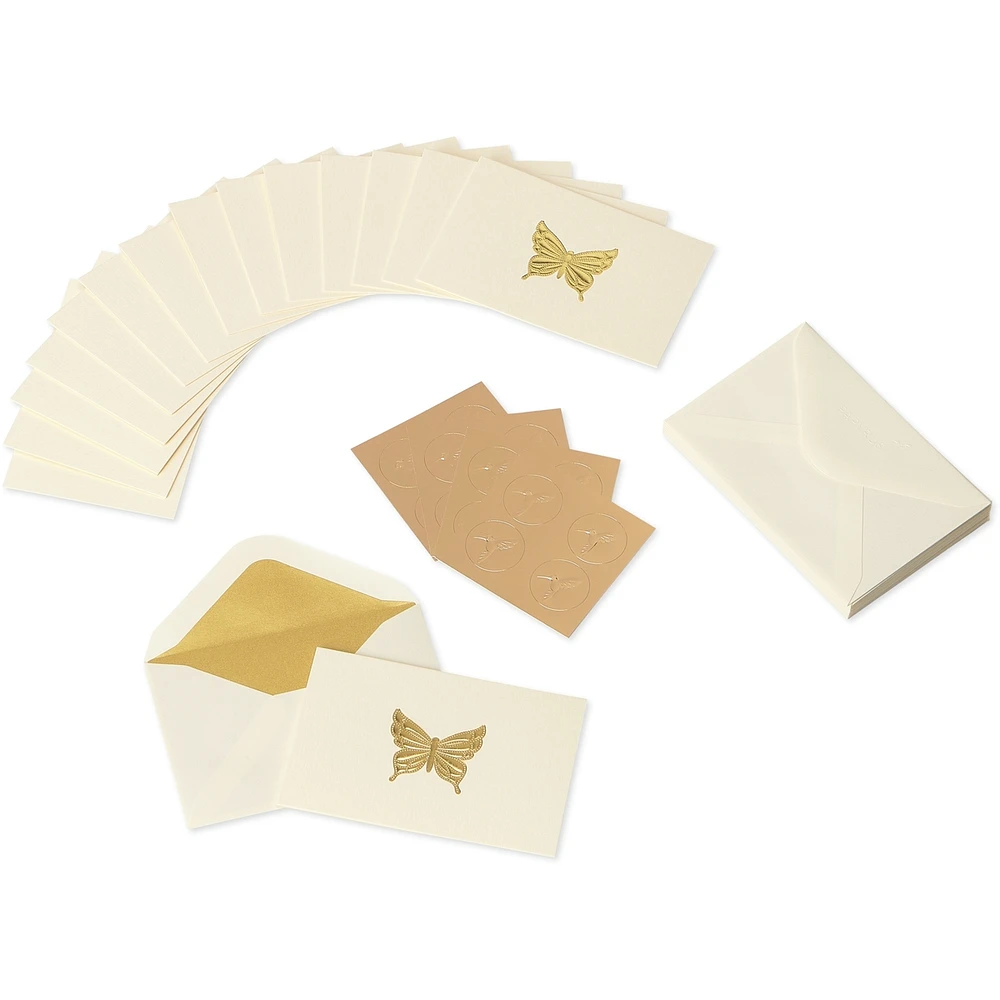 Cartes sans texte Papyrus avec enveloppes, Papillon doré (16 pièces)