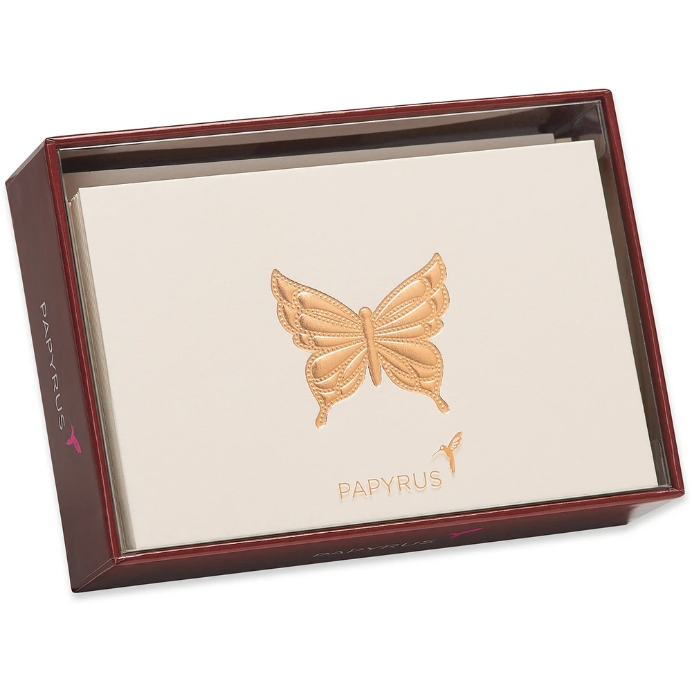Cartes sans texte Papyrus avec enveloppes, Papillon doré (16 pièces)