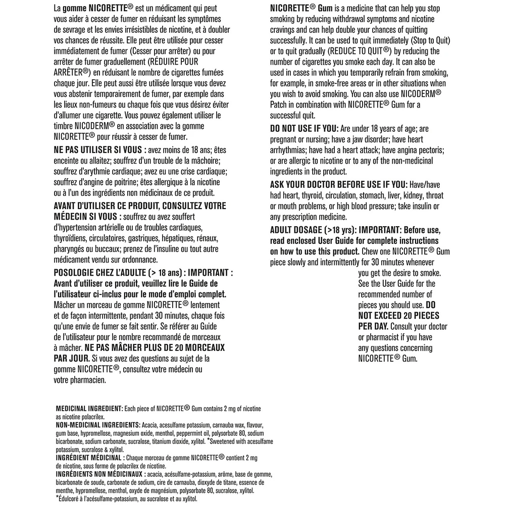 Gomme à 2 mg de nicotine