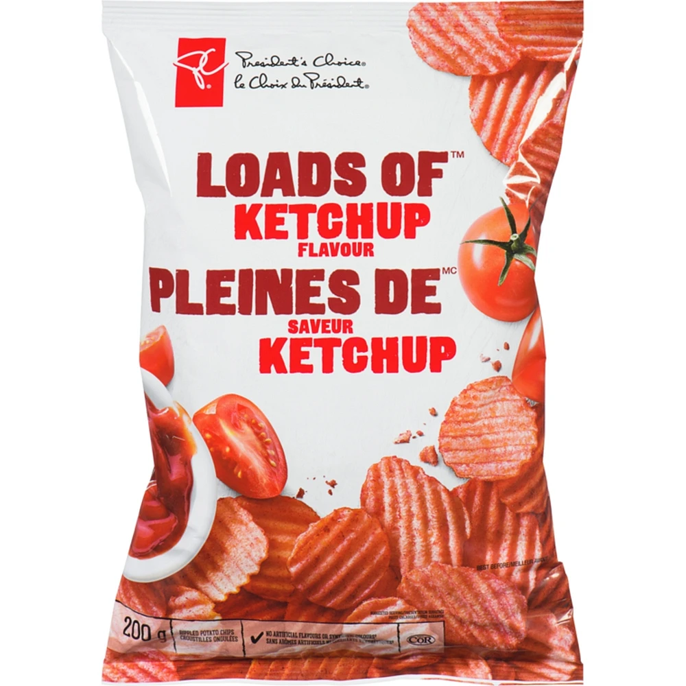 Croustilles ondulées pleines de saveur ketchup