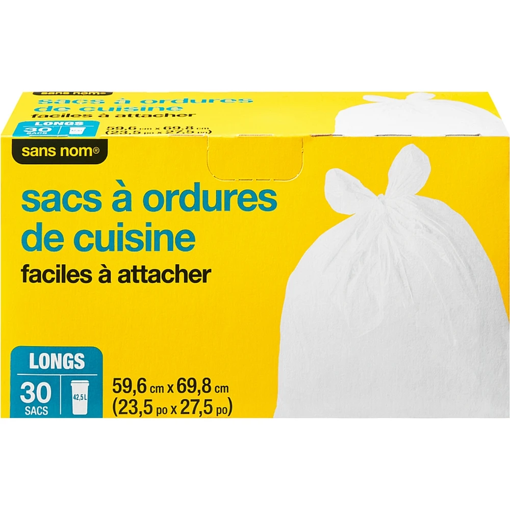Sacs à ordures de cuisine faciles à attacher, longs