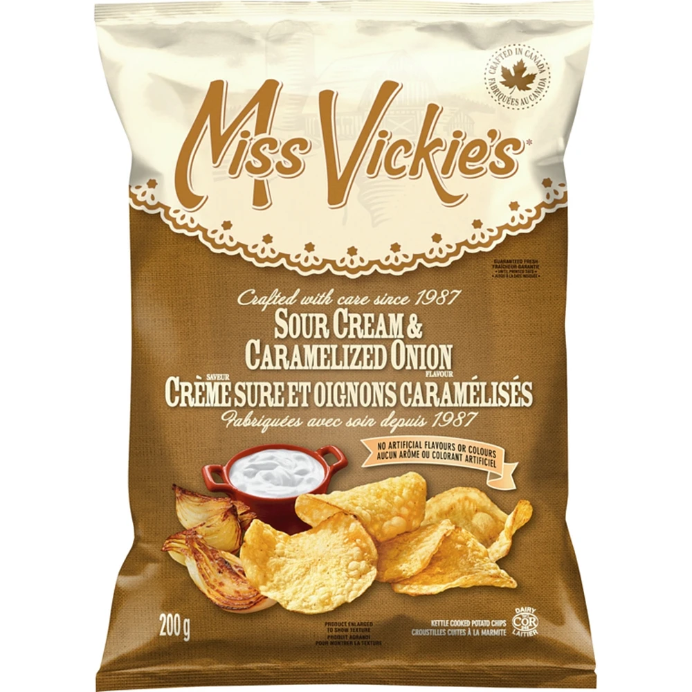 Croustilles cuites à la marmite Saveur Crème sure et oignons caramélisés 200g