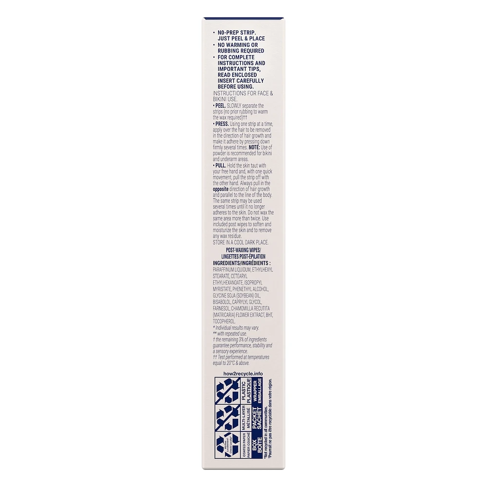 Wax Ready-Strips for Face and Bikini with 100% Naturally Sourced Rice Bran Oil