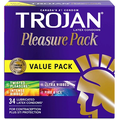 Condoms lubrifiés assortiment Plaisirs variés à stimulation accrue