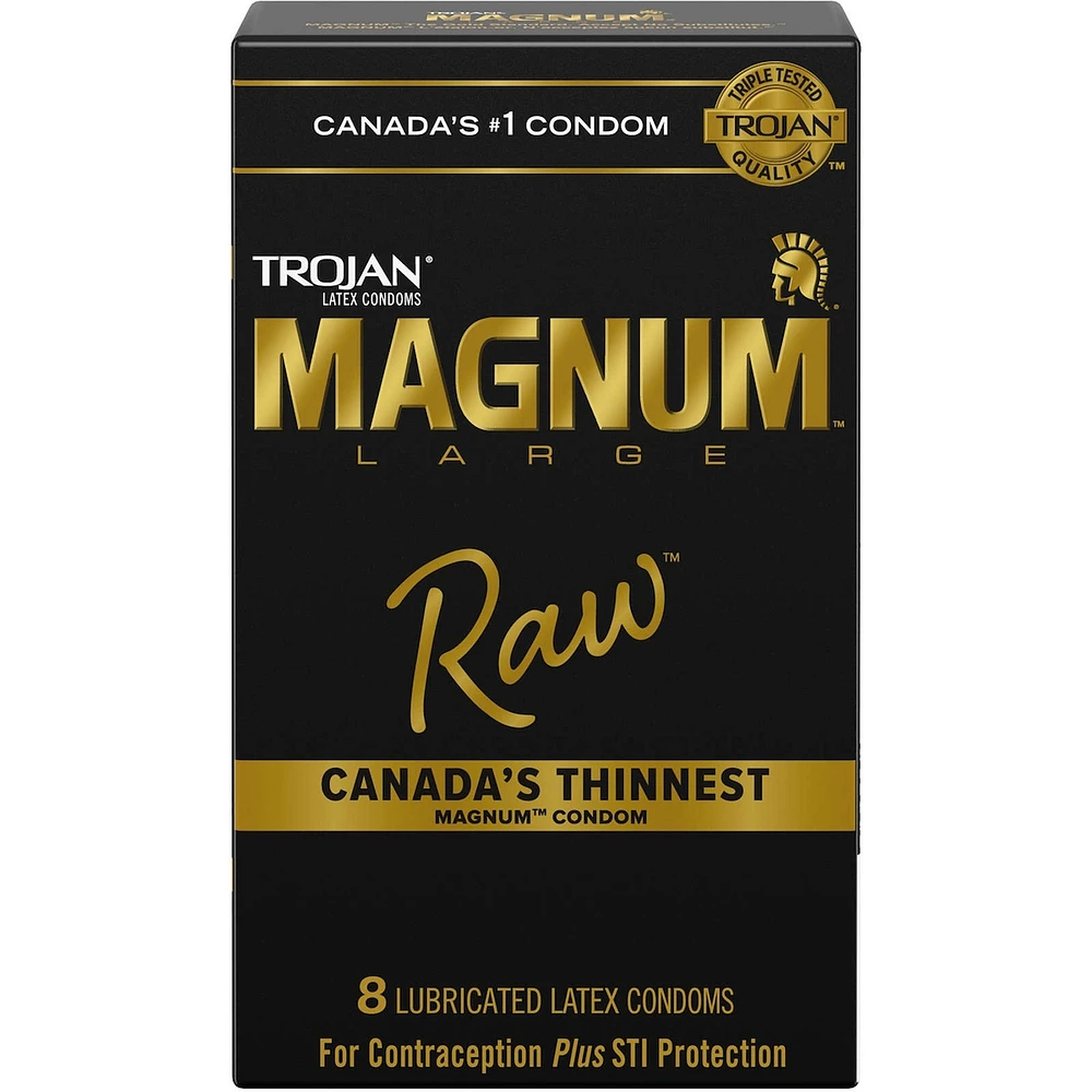 Condoms de grande taille lubrifiés Magnum Raw