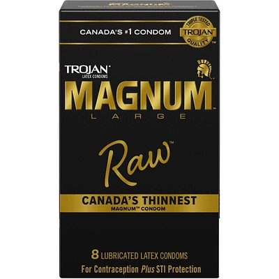 Condoms de grande taille lubrifiés Magnum Raw