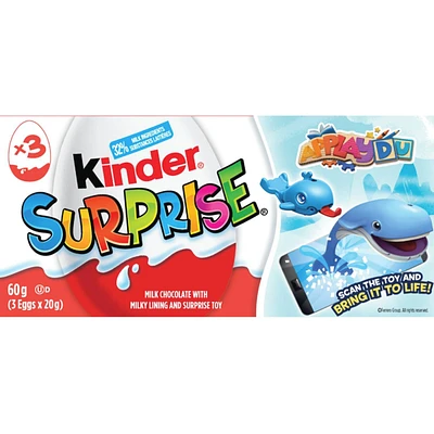 Kinder Surprise Milk Chocolate with Milky Lining and Surprise Toy 3 Eggs x 20 g (60 g