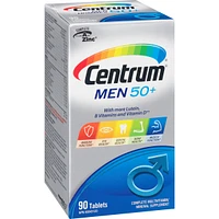 Centrum Hommes 50+, un supplément complet de vitamines et de minéraux, en format de 90 comprimés