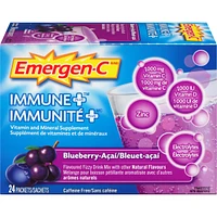 Emergen-C Immune+ Vitamin C & Mineral Supplement Fizzy Drink Mix, Blueberry Acai