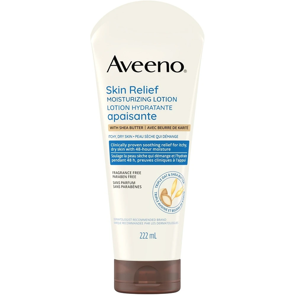 Skin Relief Moisturizing Lotion, Shea Butter, Oat, Dry Skin Body Moisturizer, Fragrance Free, 222mL