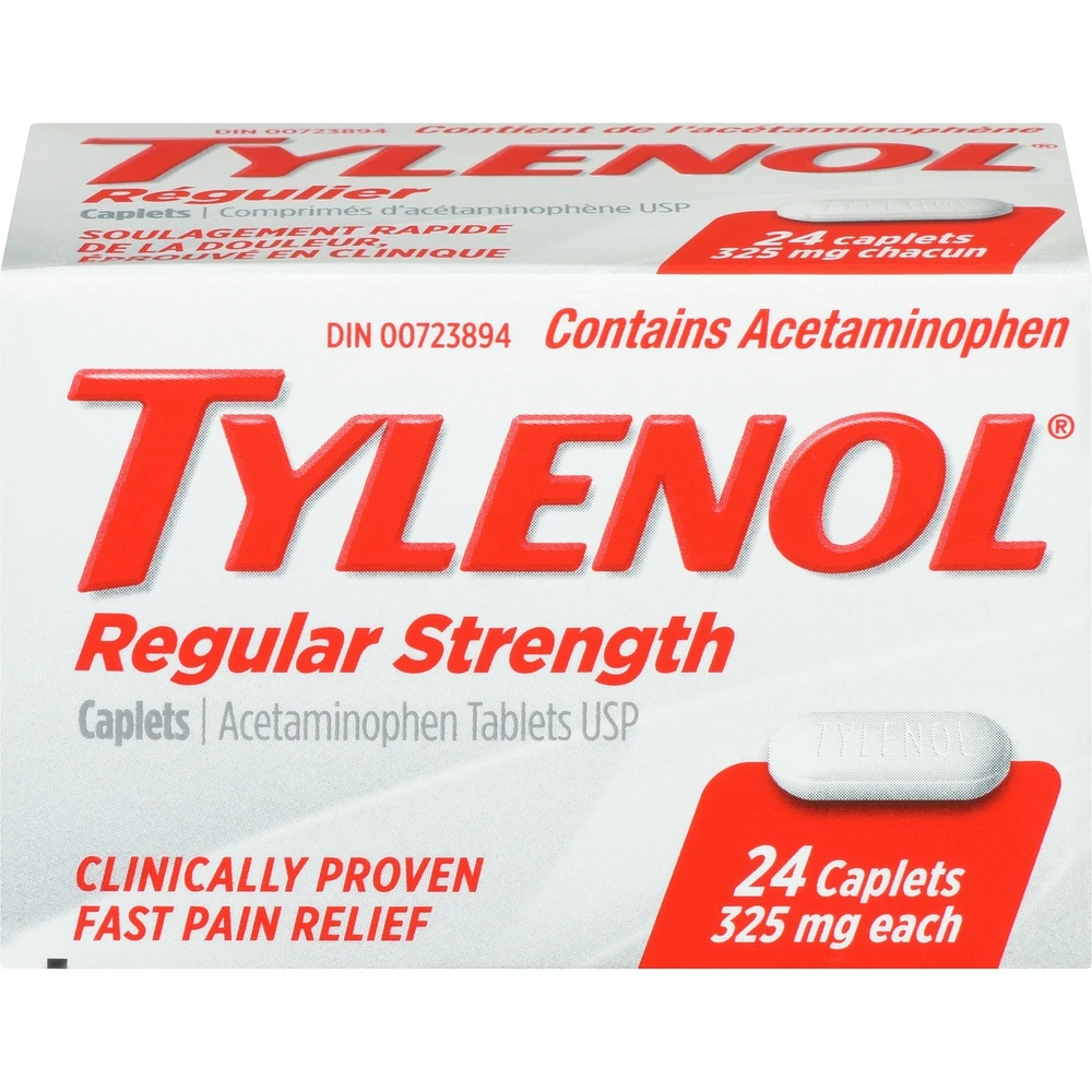 Acétaminophène à 325 mg, analgésique, régulier, caplets