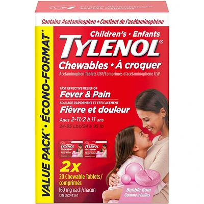 Childrens Medicine, Fever  Pain, Chewables, Bubble Gum
