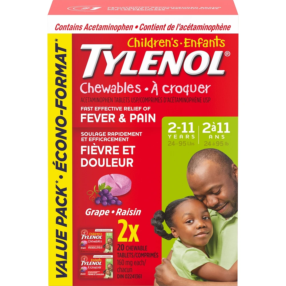 Childrens Medicine, Fever  Pain, Chewables, Grape