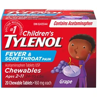 Children's Medicine Fever and Sore Throat, Chewables, Grape