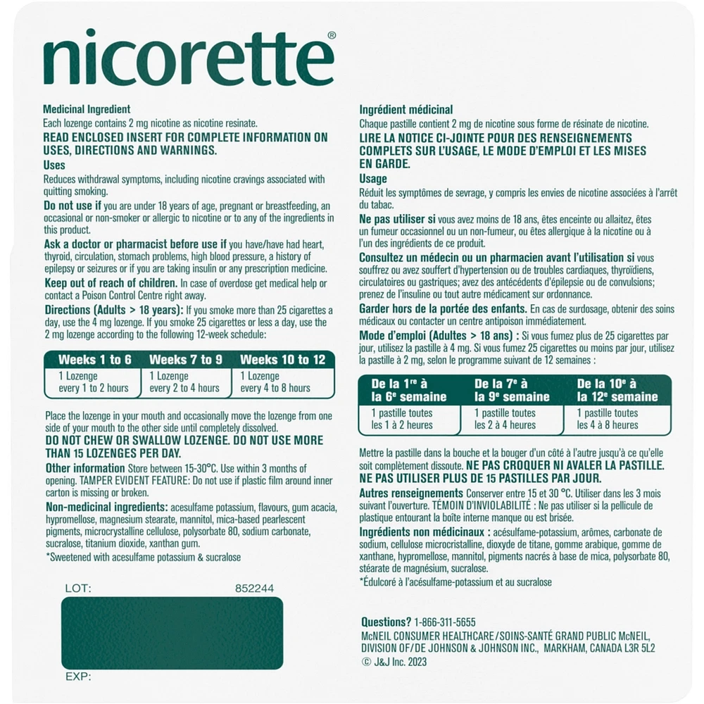 Nicotine Lozenges, 2 mg, Mint