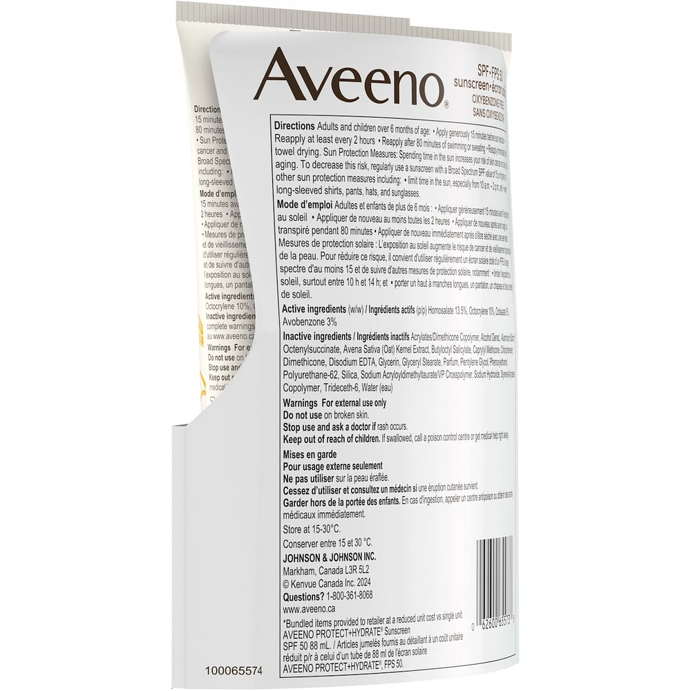 Protect + Hydrate Moisturizing Sunscreen Lotion, SPF 50, Value Pack, 2 x 88 mL