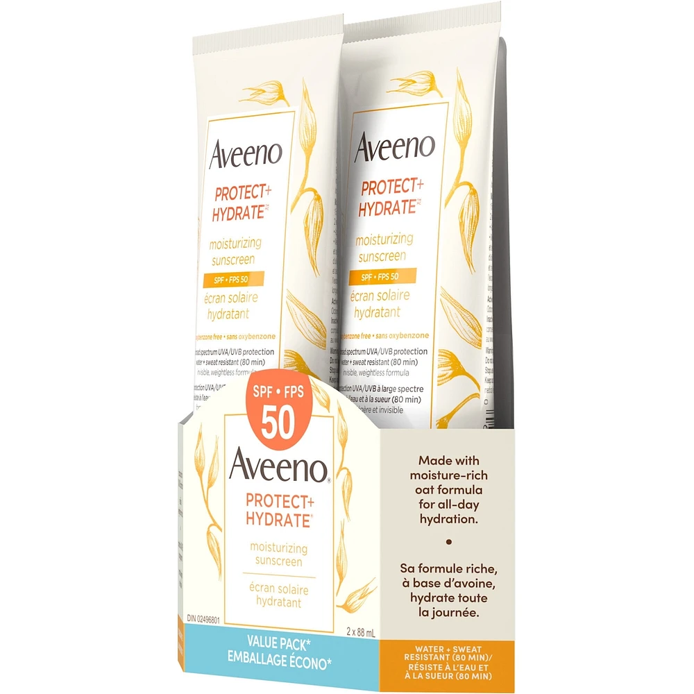 Protect + Hydrate Moisturizing Sunscreen Lotion, SPF 50, Value Pack, 2 x 88 mL
