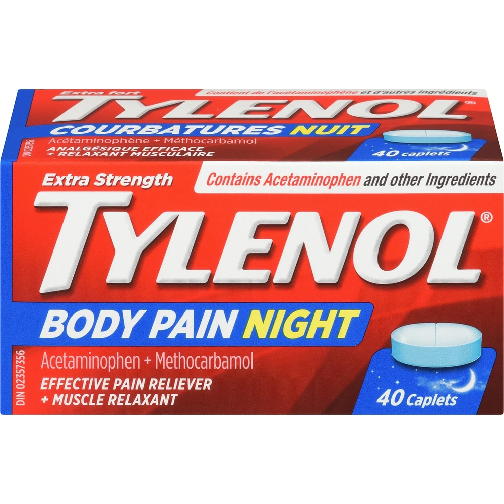 Soulagement des courbatures pendant la nuit et relaxant musculaire, extra fort, caplets
