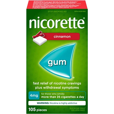 Nicotine Gum, 4 mg, Cinnamon