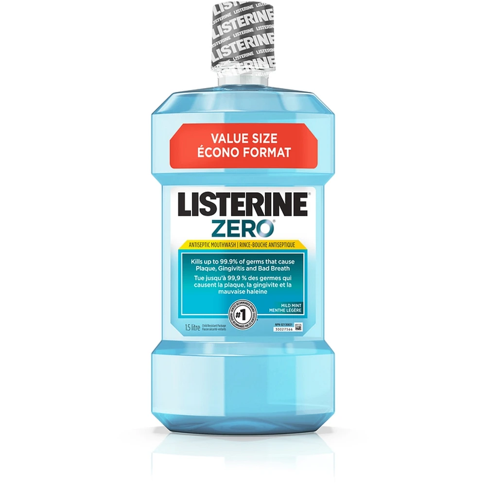 Rince-bouche antiseptique Zero, Menthe légère, Sans alcool