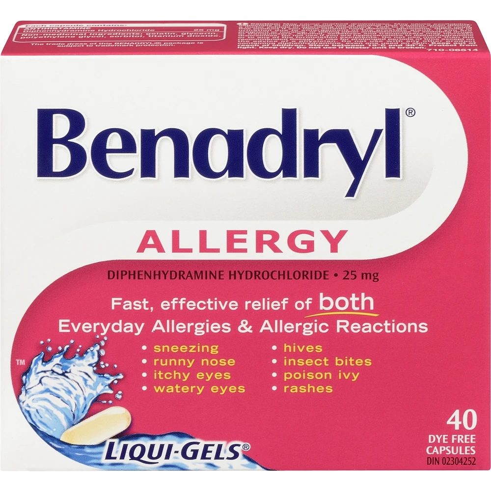 Médicament contre les allergies, gélules, 25 mg