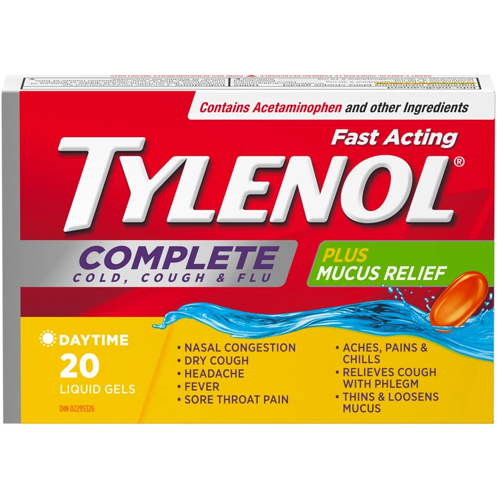 Complet Rhume, toux et grippe Plus anti-mucosités, Jour, soulage les symptômes de rhume, toux et grippe