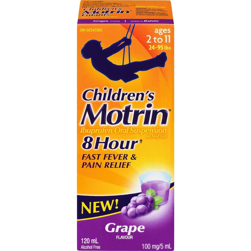 Suspension d'ibuprofène pour enfants, analgésique, saveur de raisin