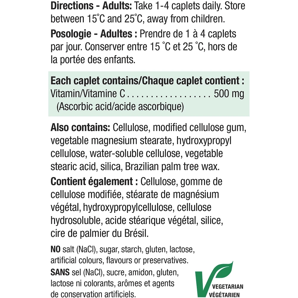 Caplets de vitamine C 500 mg
