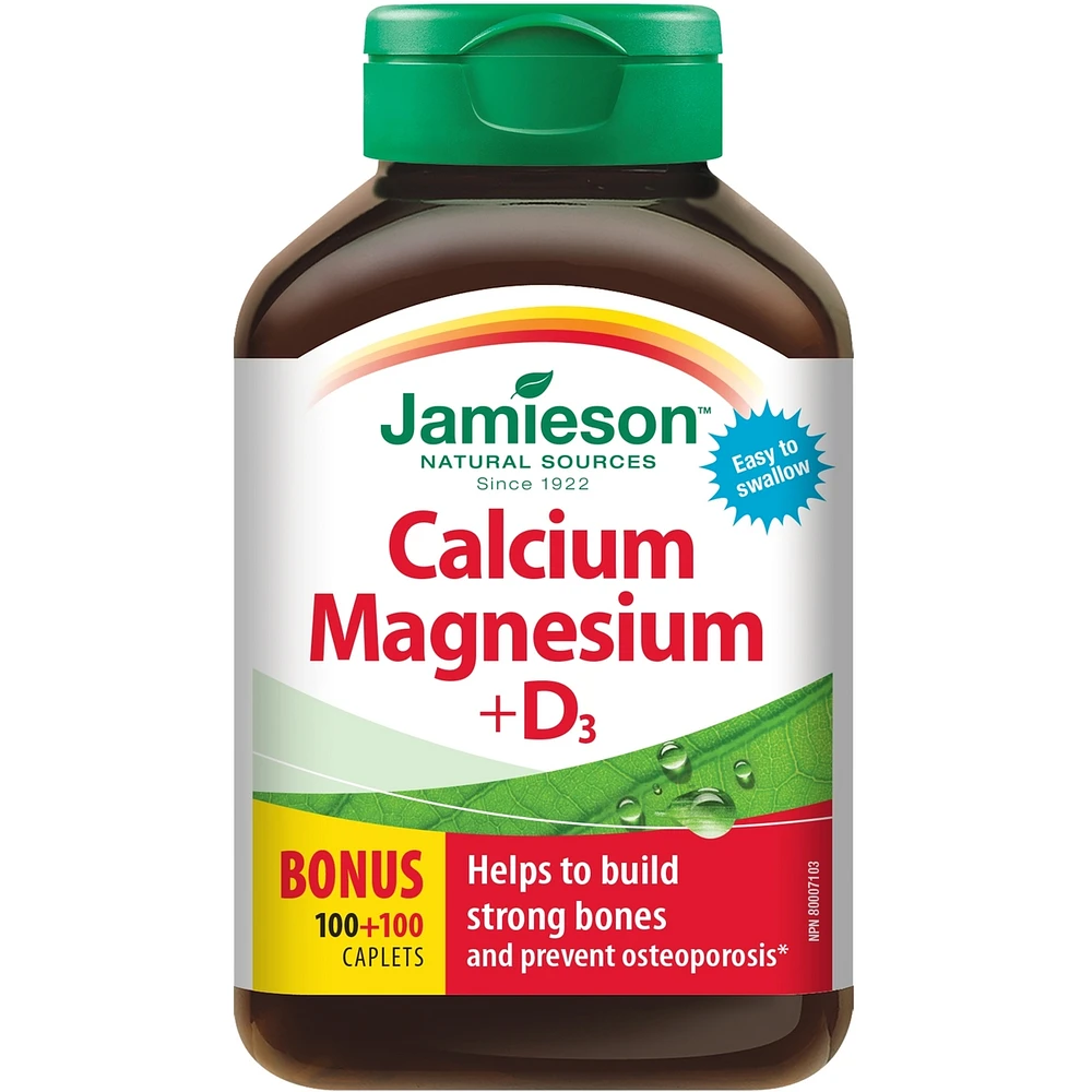 Caplets de calcium, de magnésium et de vitamine D3
