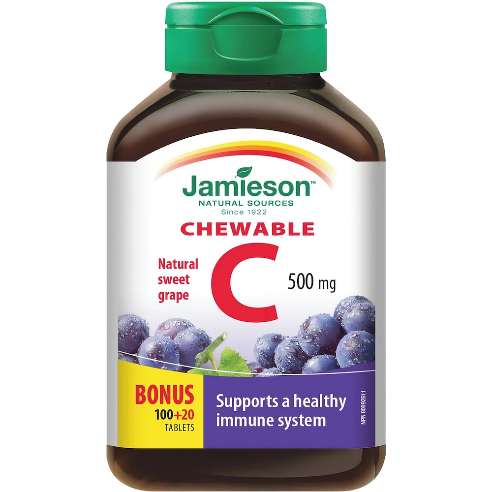 Vitamine C 500 mg à croquer - Jus de raisin