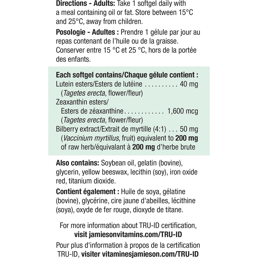 Lutein 40mg with Zeaxanthin & Bilberry